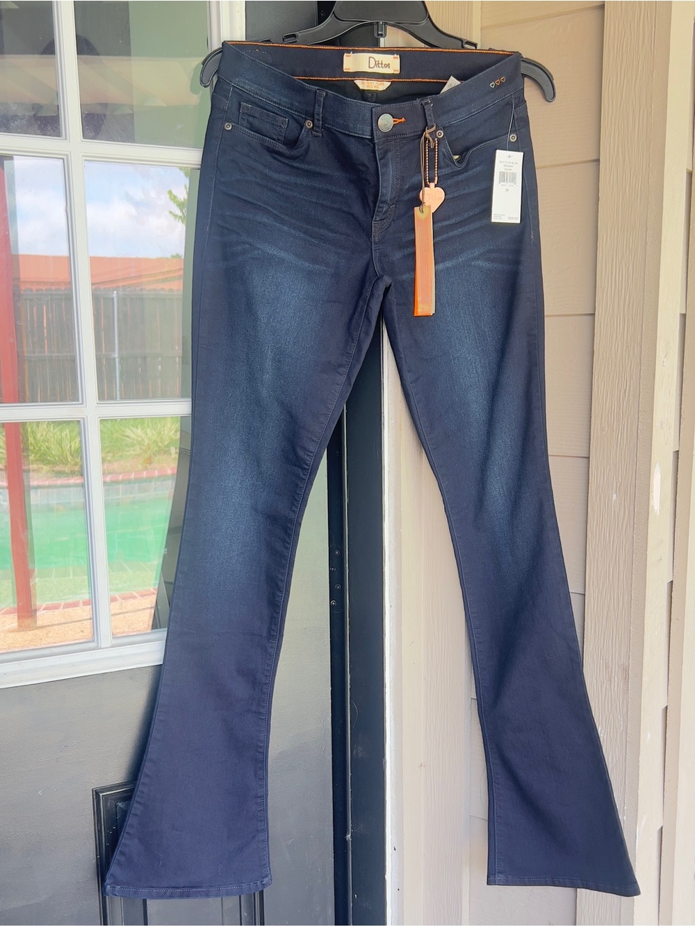 Dittos Navy Flare Jeans with Subtle Whiskering